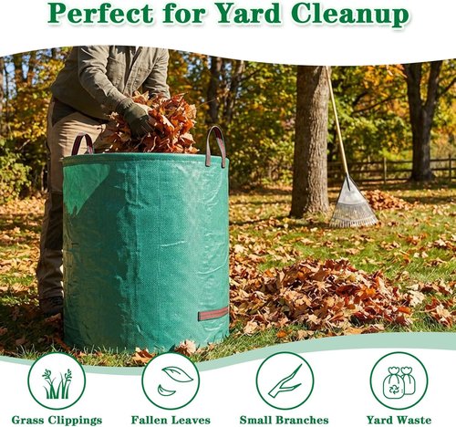 FEED GARDEN 72 Gallon Reusable Yard Waste Bags - Heavy Duty Lawn & Leaf Bags with 4 Reinforced Handles | Includes Gardening Gloves