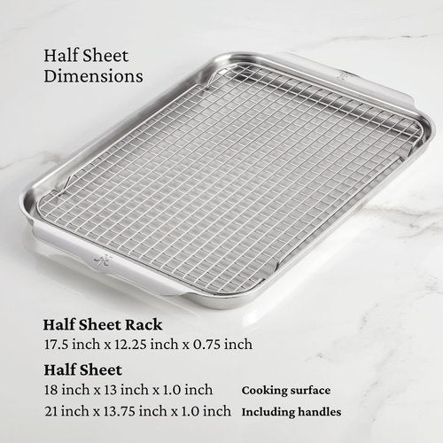 Hestan Provisions OvenBond – 3-Piece Tri-ply Baking Sheet Set Professional Stainless Steel Bakeware, Half & Quarter Sheets & Rack