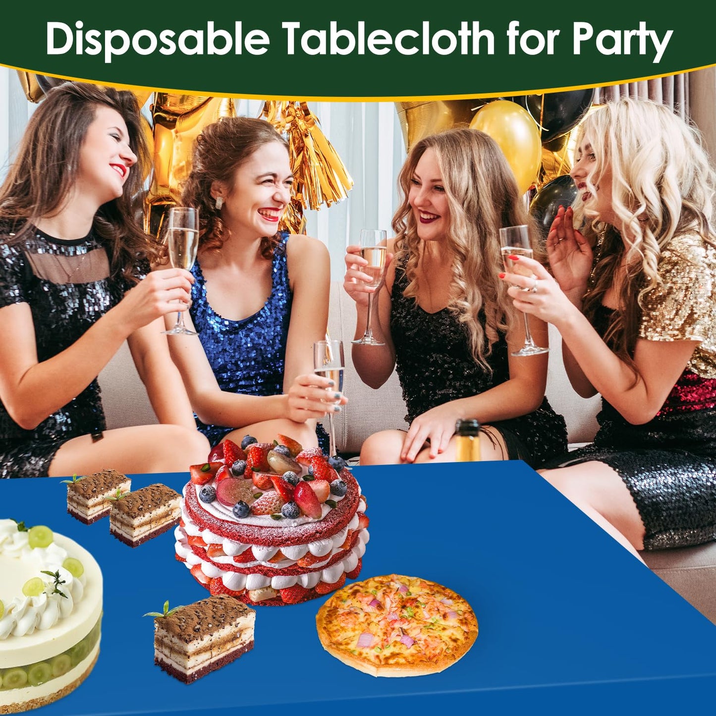 Xnluothsk Blue 5 Pack 54 x 108 Inch Plastic Tablecloth Disposable Tablecloth for Rectangle Table, Party Plastic Table Cloth