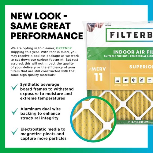 Filterbuy 20x20x1 Air Filter - MERV 11 Pet & Allergy Defense | 6-Pack Electrostatic Pleated HVAC Filters (Actual Size: 19.5 x 19.5 x 0.75)
