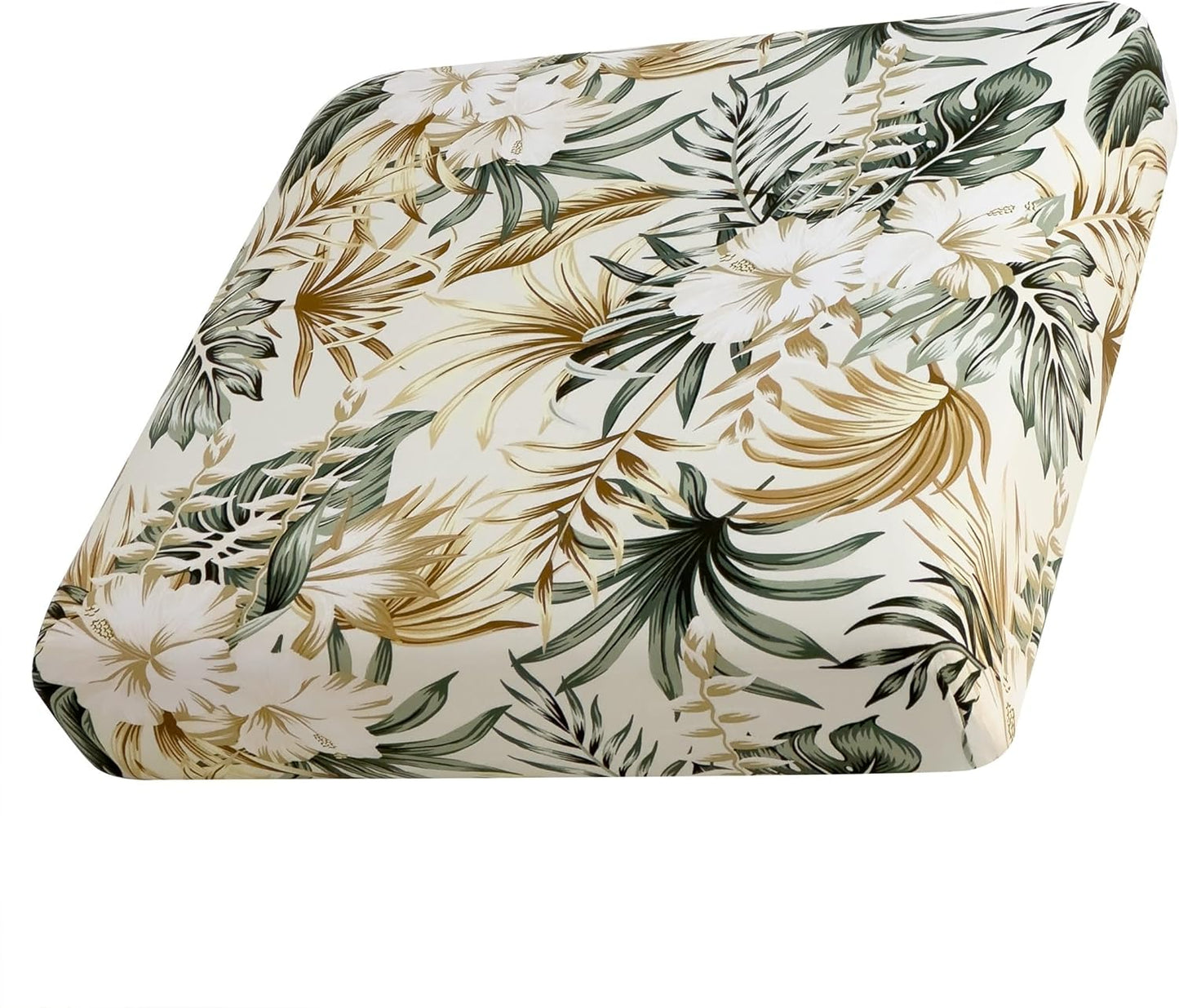 Skiennix Outdoor Patio Cushion Covers - Stretchy Tropical Plant Slipcovers for Wicker Chairs | Washable Botanical Green