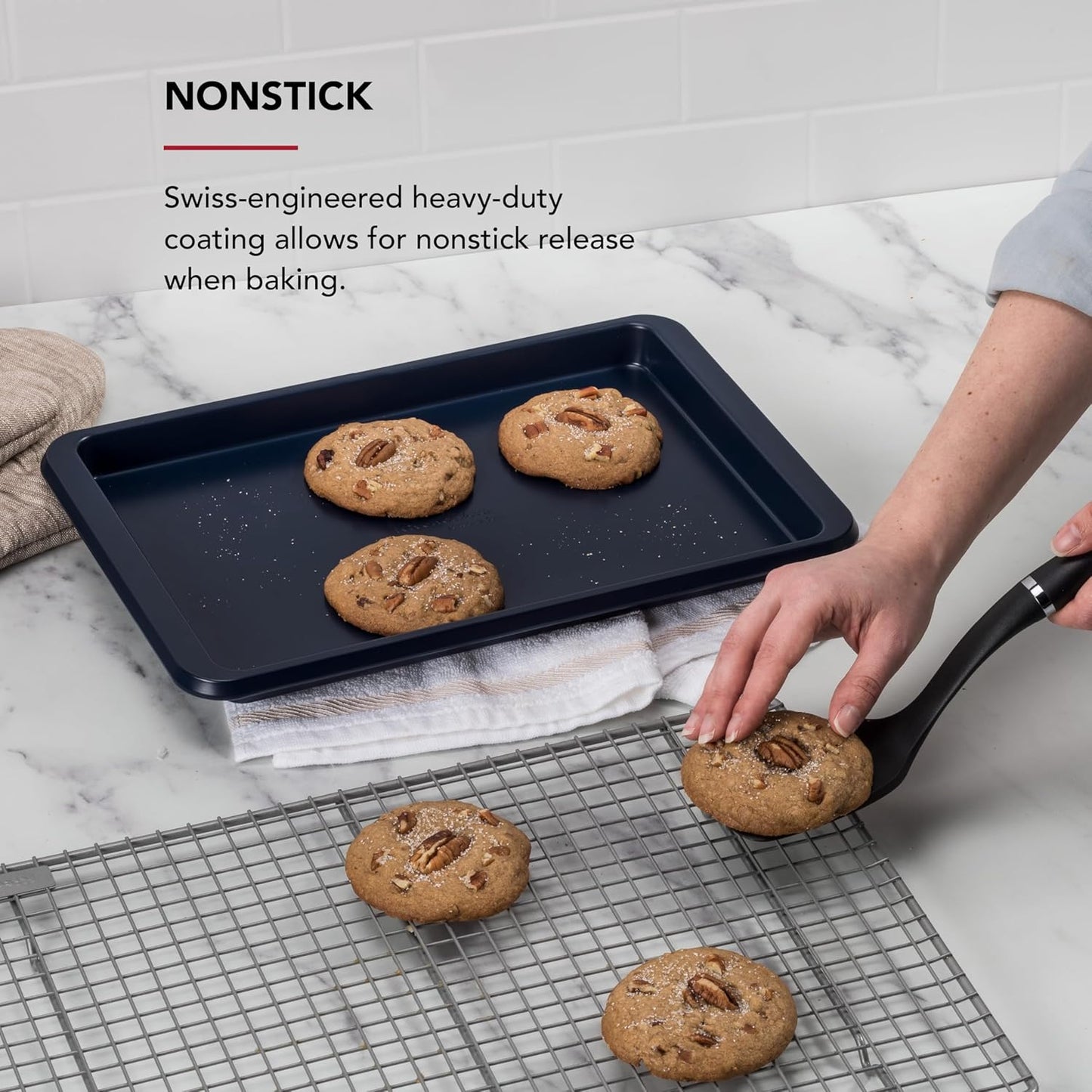 KitchenAid Nonstick Aluminized Steel Baking Sheet - 9x13in, Ink Blue for Perfect Baking Results