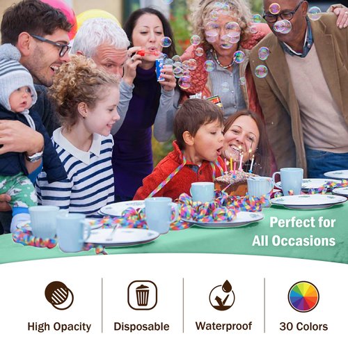 Exquisite Party Solids 6-Pack Premium Plastic Tablecloth 54in. x 108in. Rectangle Plastic Table Cover - Mint