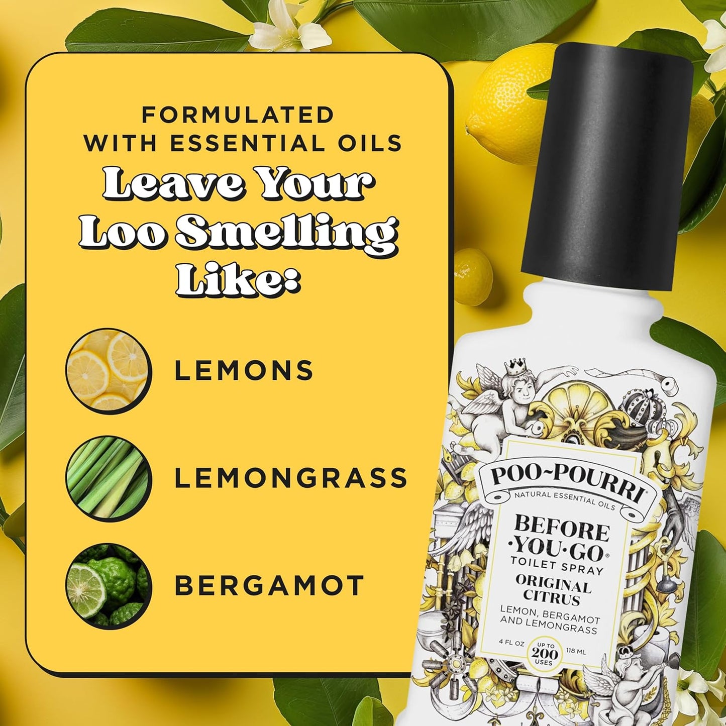 Poo-Pourri Toilet Spray - Original Citrus Scent | Plant-Based Odor Deodorizer | 4 Fl Oz, Up to 200 Uses