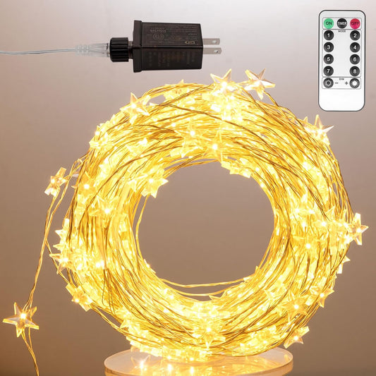 Star String Lights - 40FT 120 LEDs Waterproof Fairy Lights | 8 Modes Remote for Indoor/Outdoor Decor, Warm White
