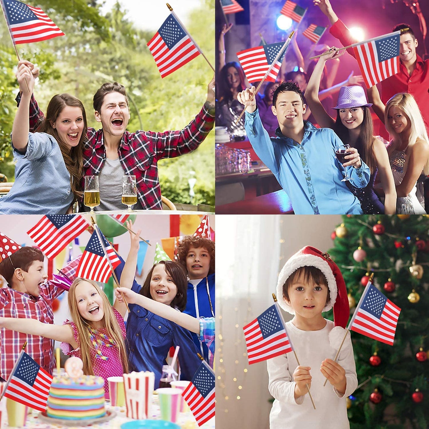 Small American Flags on Stick,65 American Flags Hand Held Mini US Flags for American Independence Day,Memorial Day President's Day,Veterans Day (4x6 Inches)