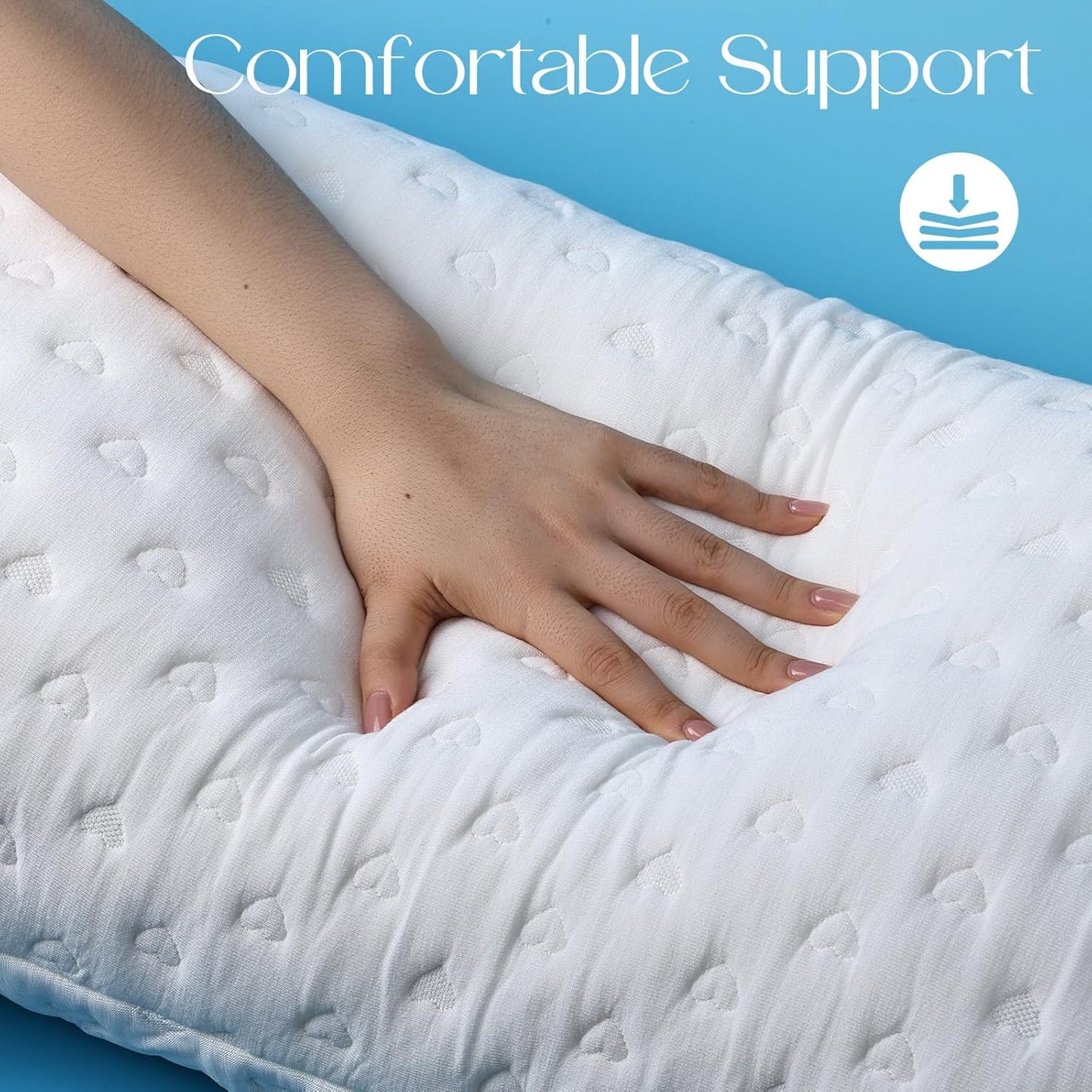 Skiennix Side Sleeper Pillow - Ergonomic Curved Design with Adjustable Memory Foam & Cooling Cover, Queen Size