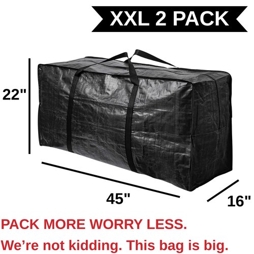 BAG-THAT! 68.5 GAL 2 Pack XXL Jumbo Extra Large Heavy Duty Stronger Handles Storage Bags Moving Totes Zippered Reusable Wrap Around Handle Storage Totes