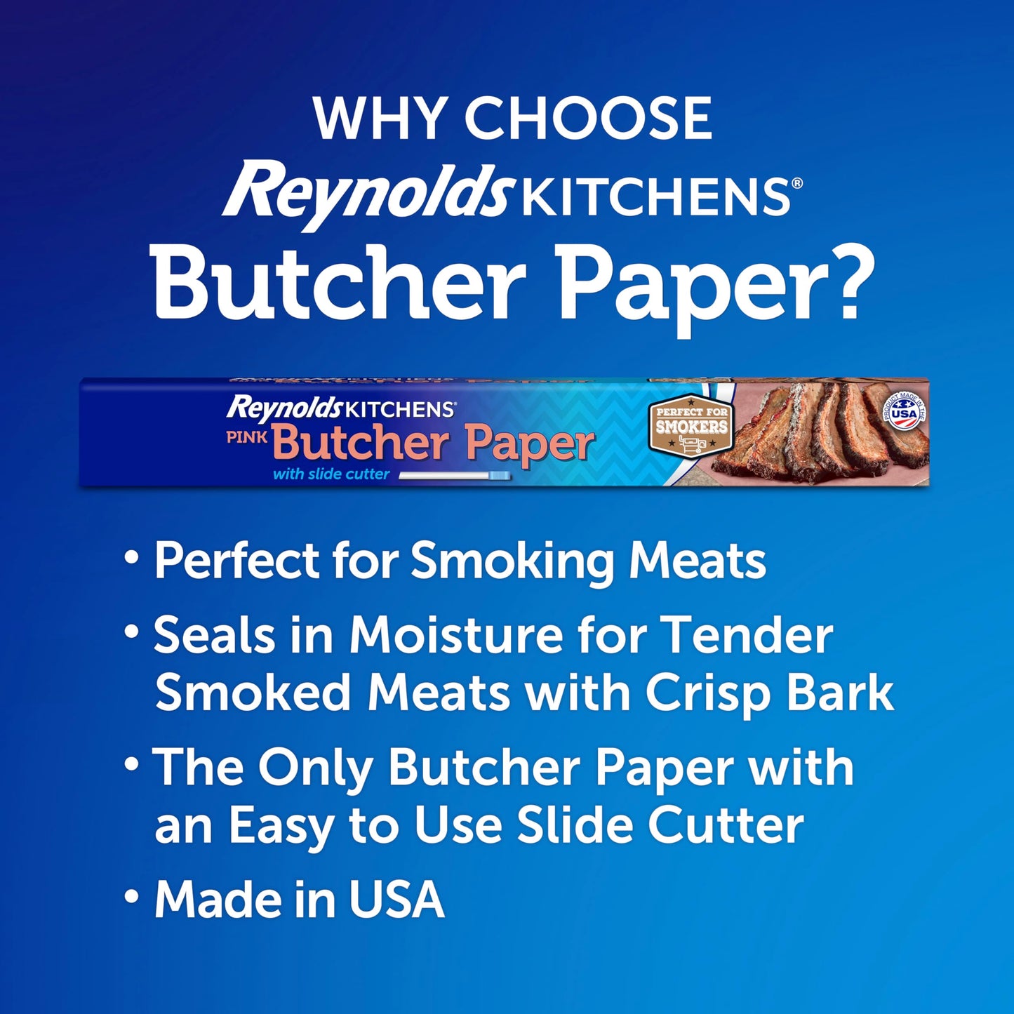 Reynolds Kitchens Butcher Paper for Smoking Meat with Slide Cutter, Pink, 225 Square Feet
