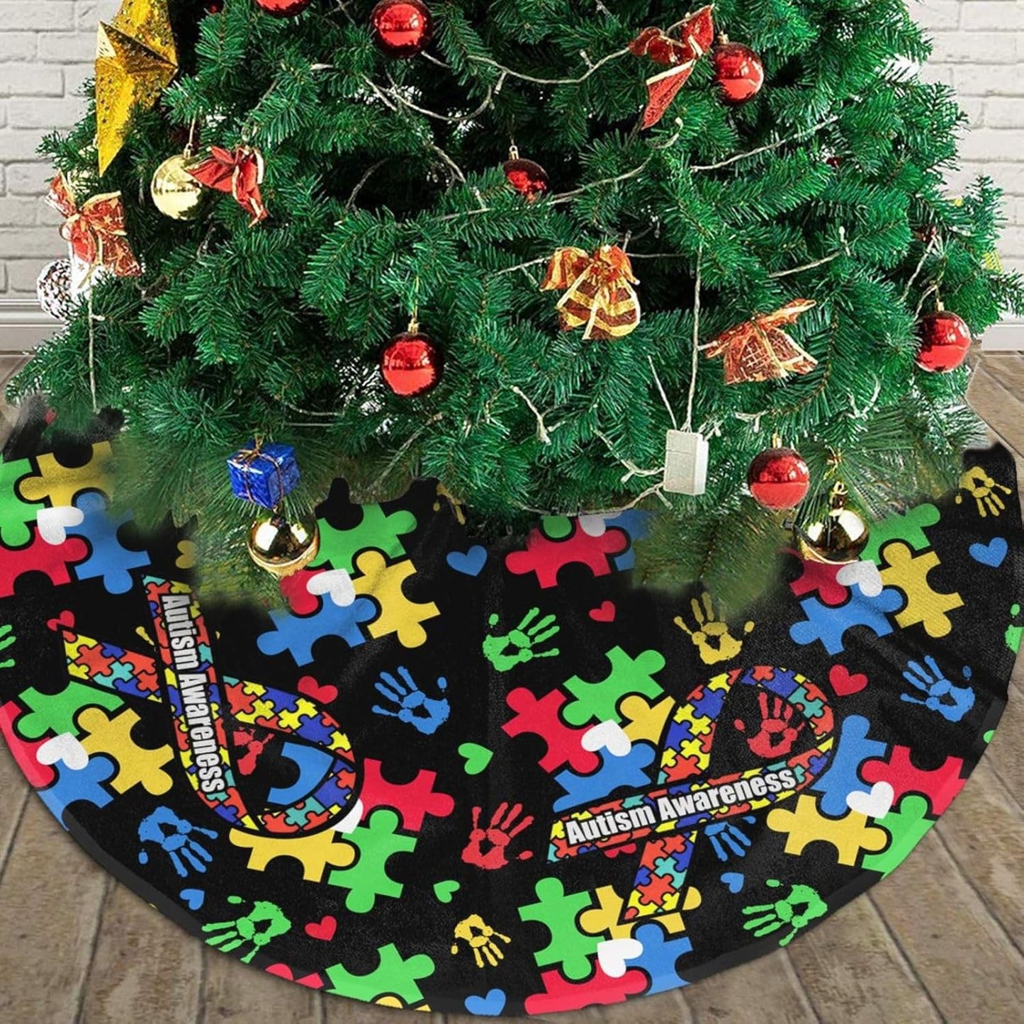 Regine Switzerland Autism Awareness Tree Skirt - Festive Christmas Decoration - 30" Size