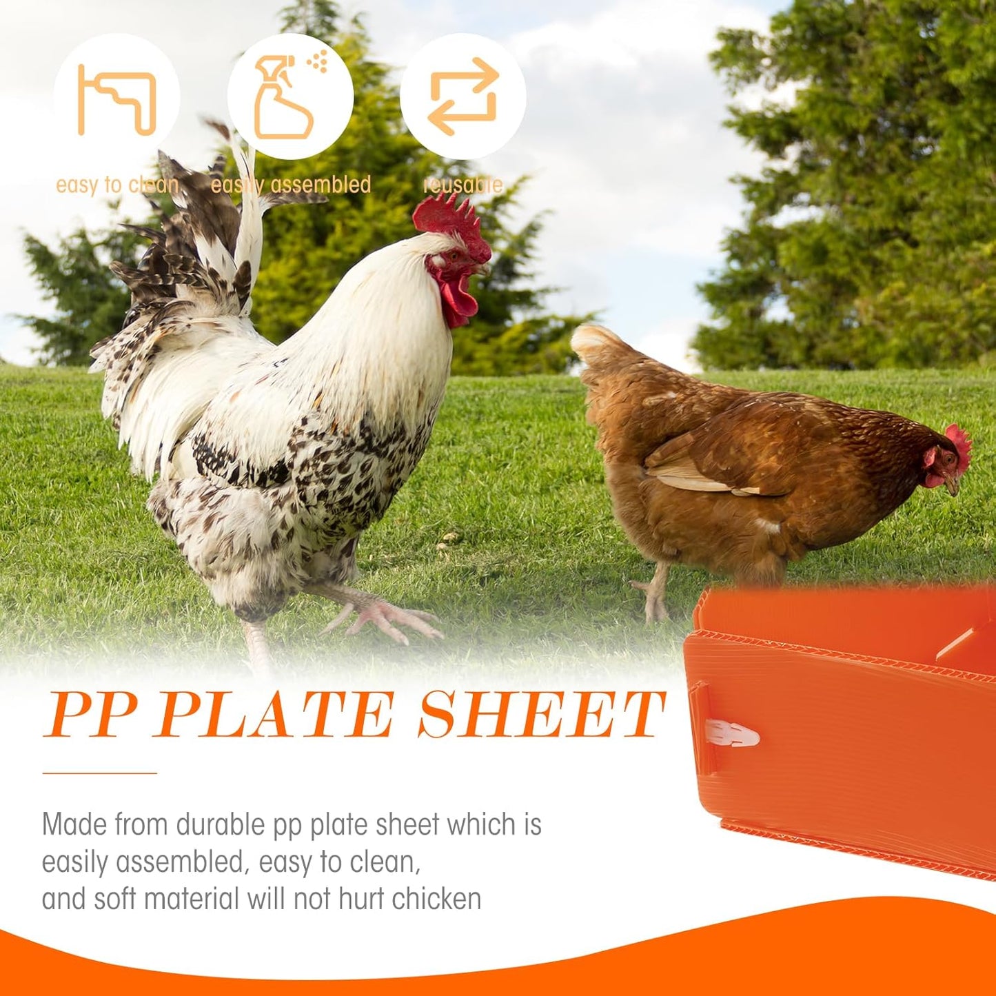 Touri Chicken Nesting Boxes - Durable 3 Pack for Hens, Ducks & Poultry | Orange Color