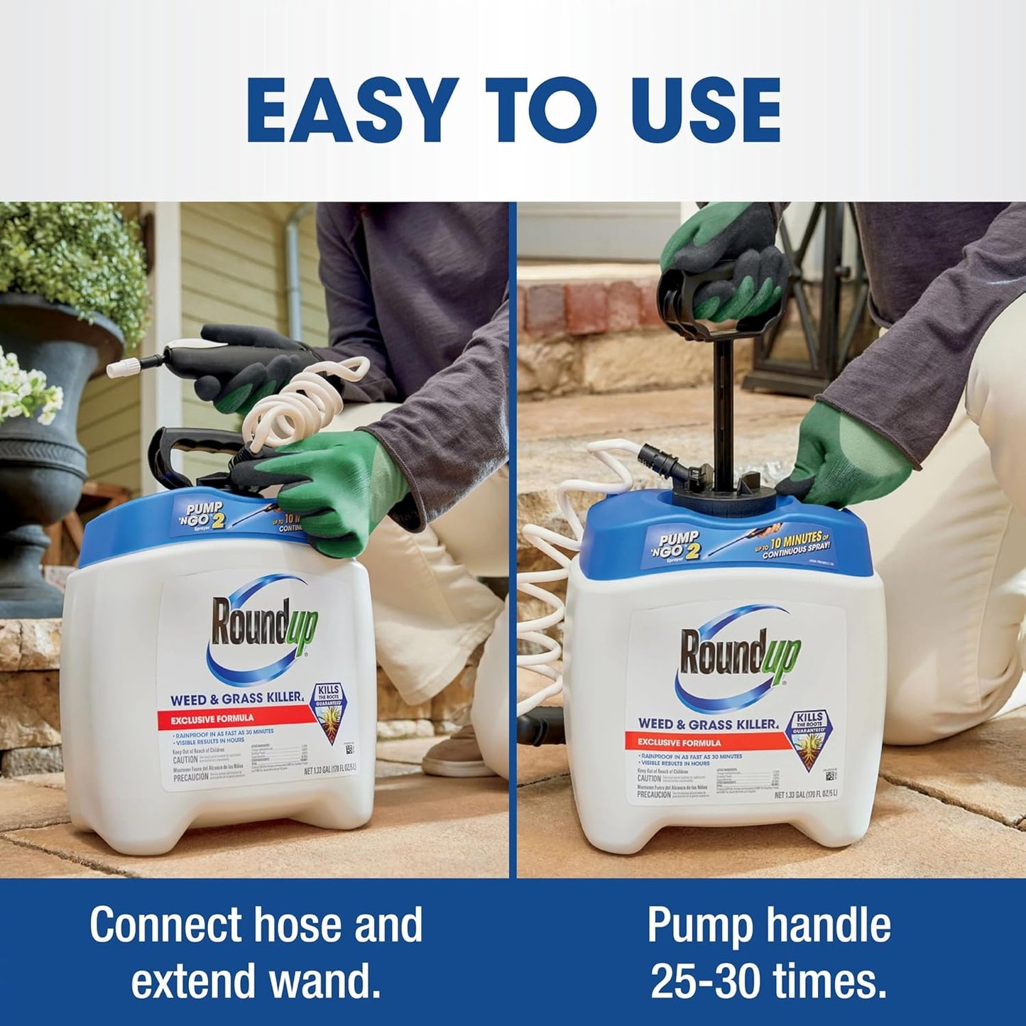 Roundup Weed & Grass Killer - Pump 'N Go 2 Sprayer for Flower Beds & Trees - 1.33 Gallon