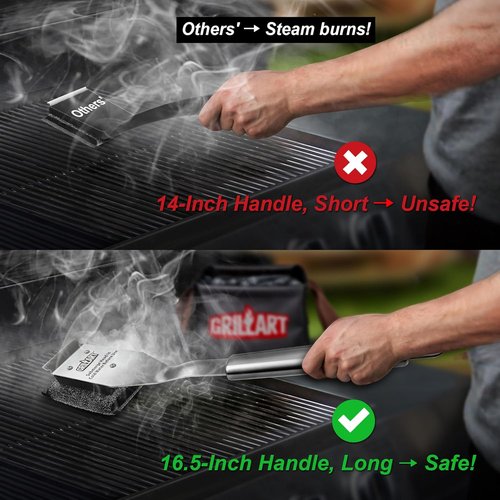 GRILLART Grill Brush - Bristle-Free BBQ Cleaner with Replaceable Head | Safe for Outdoor Grills