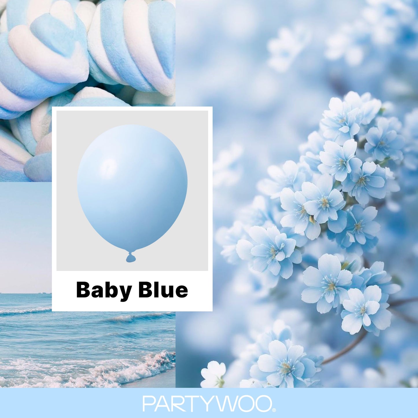 PartyWoo Baby Blue Balloons 140pcs Different Sizes of 18 12 10 5 Inch Light Pastel Sky Aqua Blue Balloon Arch Kit Garland for Graduation Baby Shower Gender Reveal Easter Party Decorations Blue-Q13