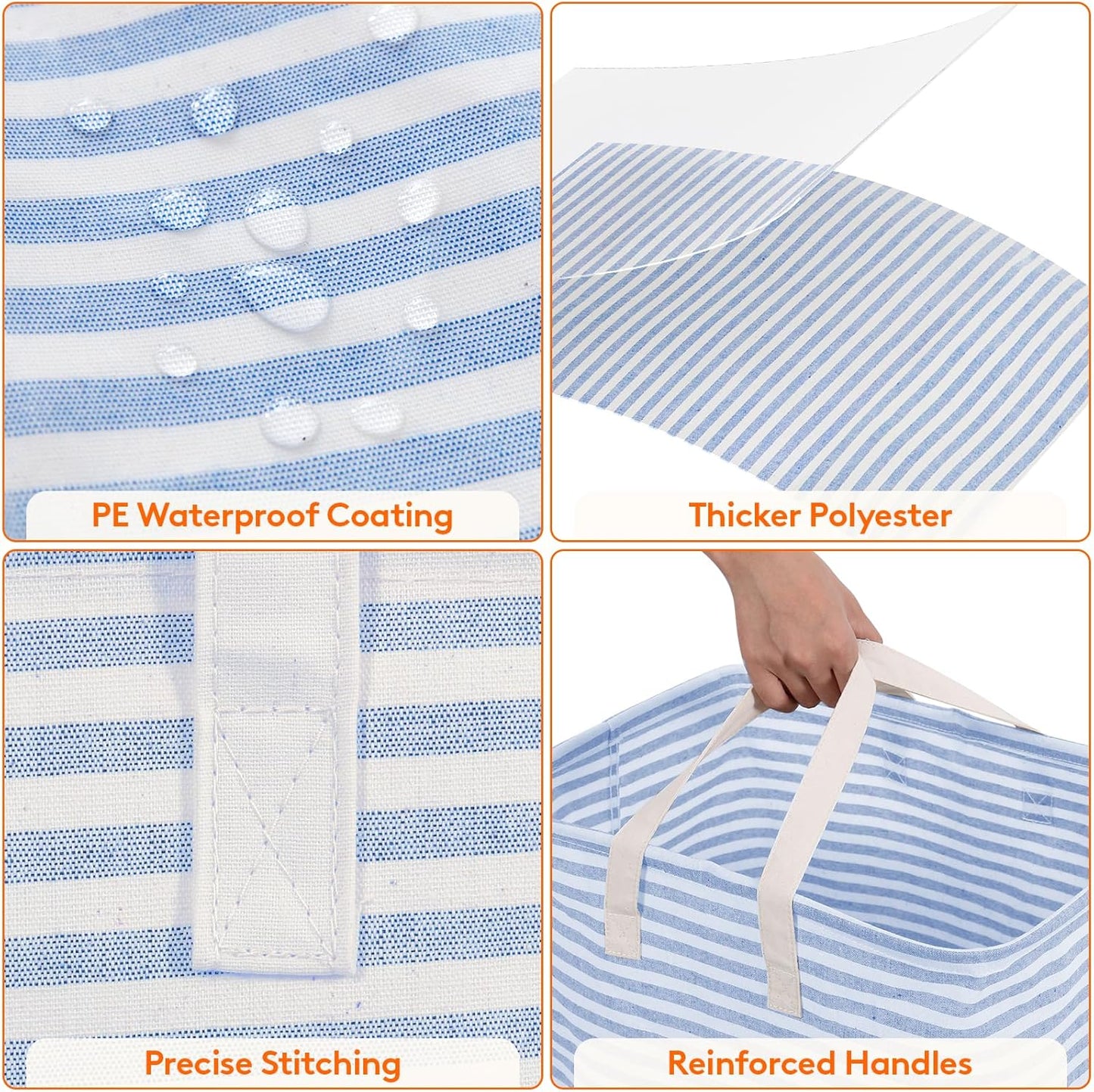 Lifewit 80L Collapsible Laundry Basket - Waterproof Hamper with Reinforced Handles | Blue Design