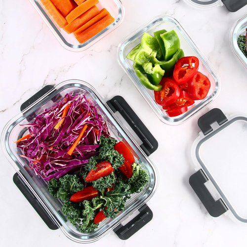 C CREST Food Storage Glass Containers Set of 12 with Locking Lids, Multi-Size, Airtight Seal for Freshness, Perfect for Meal Prep and Storage