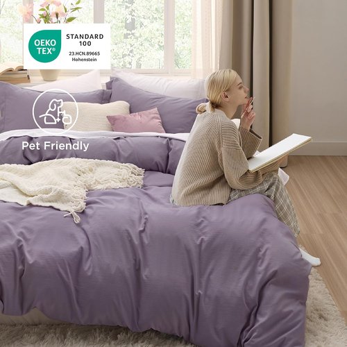 Bedsure Duvet Cover Set - Extra Soft Grayish Purple Twin/Twin XL Bedding, 2 Pieces with Zipper Closure