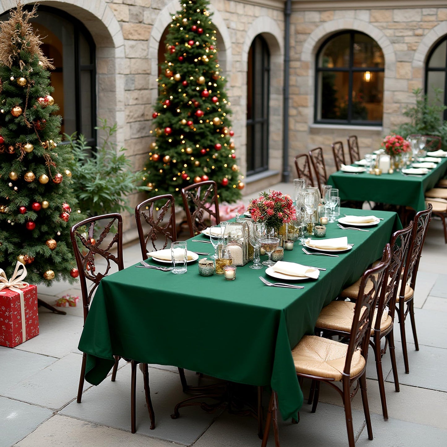 sancua Tablecloths for 6 Foot Rectangle Tables, 8 Pack - Washable Polyester Fabric Table Cloth for Chirstmas Party, Birthday, Banquet Reception, 54x108 Inch Hunter Green