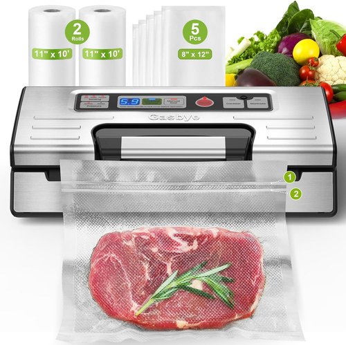 Gasbye Vacuum Sealer Machine - 95kPa Precision with Double Heat Seal & Easy-Lock Handle | Silver