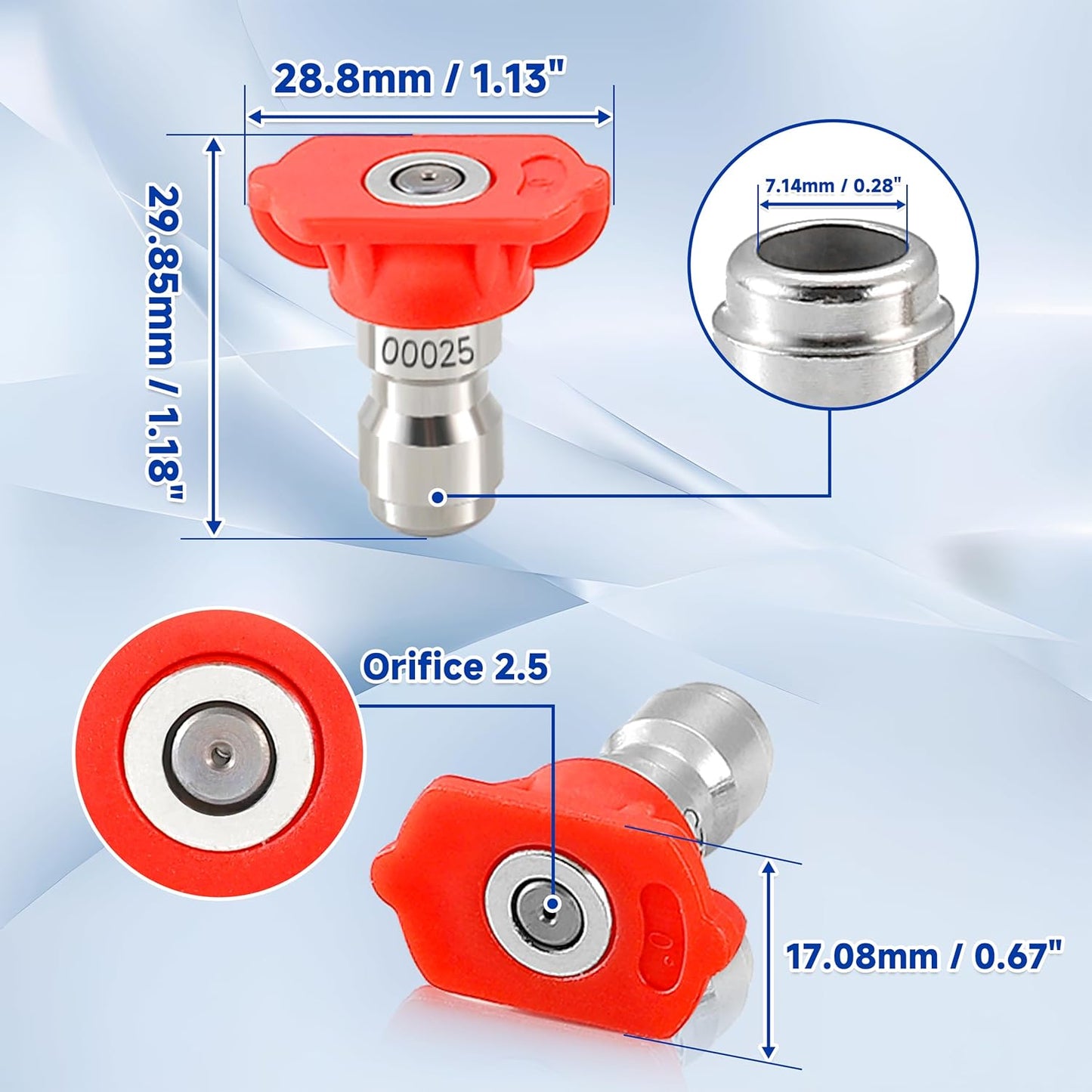 Tool Daily Pressure Washer Nozzle Tips Set - 7 Power Washer Tips for 1/4 Inch Quick Connect, 2.5 GPM