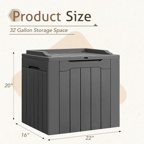 Flamaker 31 Gallon Waterproof Deck Box - Durable Resin Storage for Outdoor Cushions & Garden Tools | Grey