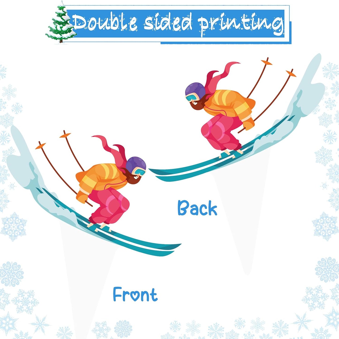 Skiennix Skiing Party Cupcake Toppers - 48 Pcs Winter Decorations for Birthday & Baby Showers