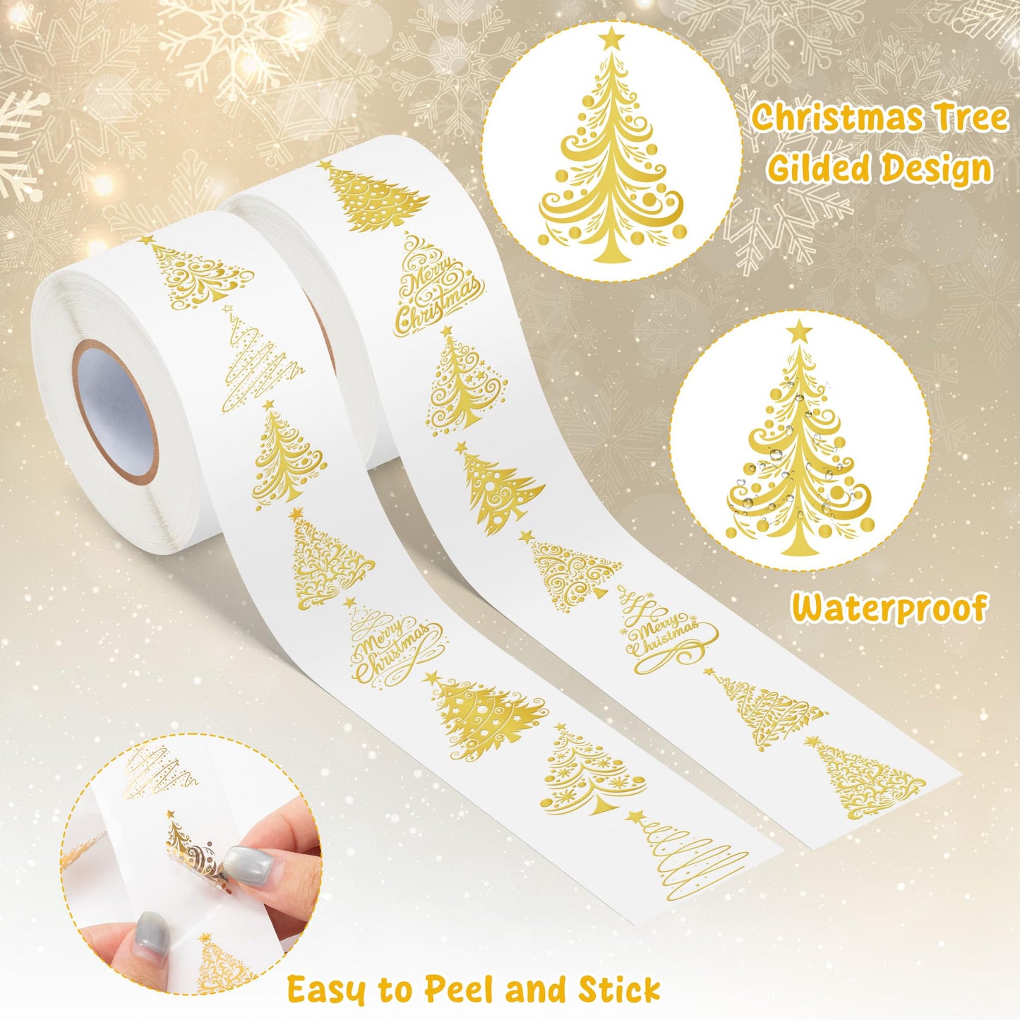 BkeeCten Foil Christmas Tree Stickers - 1000 Pcs Easy Peel Metallic Tree Waterproof Vinyl Reusable Laptop Self Adhesive Stickers Classroom Prizes Water Bottle Page Activity Pad Party Favors Skateboard