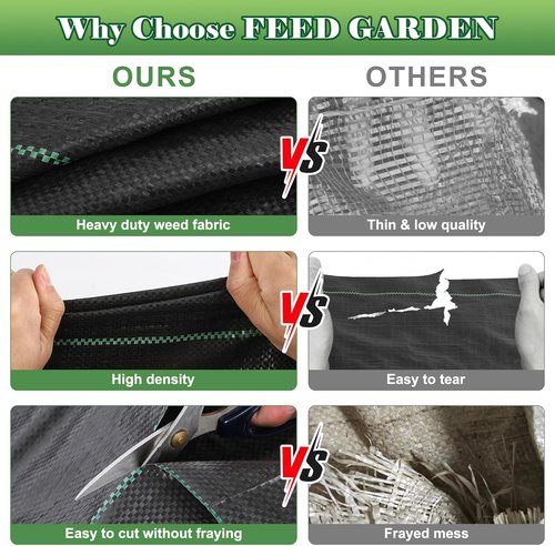 Feed Garden Heavy-Duty Landscape Fabric Weed Barrier - 4FT x 100FT Ground Cover with 30 U-Shaped Stakes