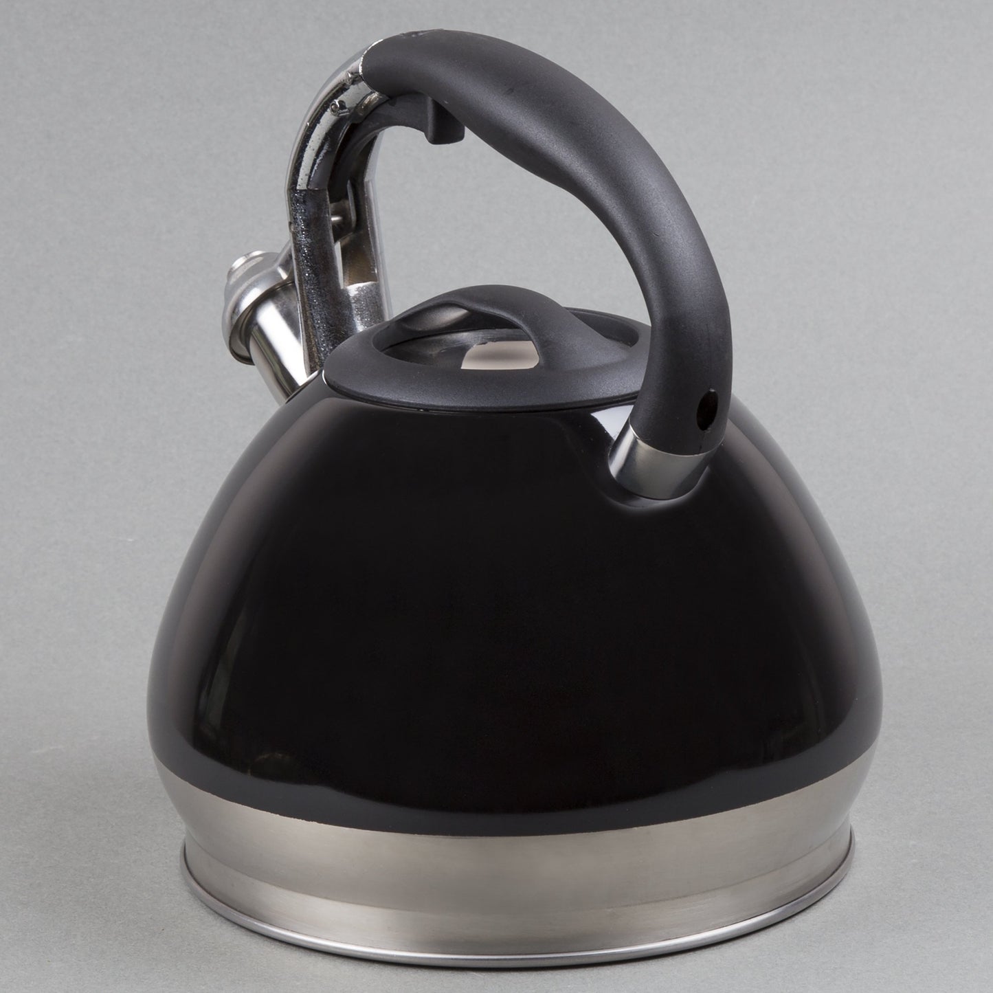Creative Home 3.5 Quart Whistling Tea Kettle for Stovetop, Food Grade Stainless Steel Tea pot, Fast Boiling Water, Ergonomic Handle, for Gas & Induction, Black