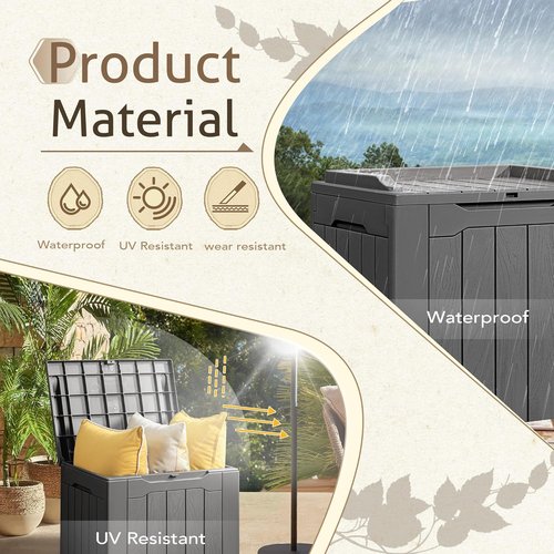 Flamaker 31 Gallon Waterproof Deck Box - Durable Resin Storage for Outdoor Cushions & Garden Tools | Grey
