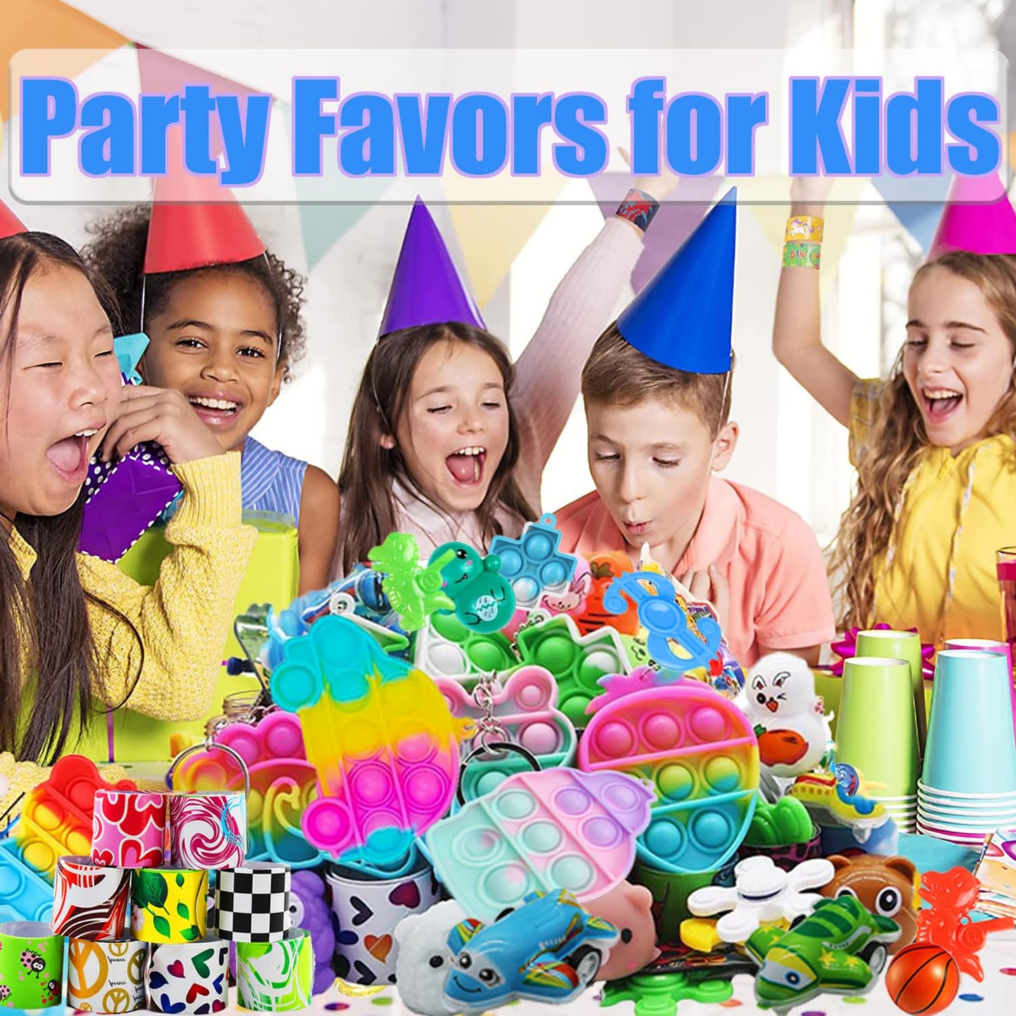 Kocici 128 Pcs Party Favors, Prize Box Toys for Kids Classroom, Treasure Chest, Pinata Fillers, Goodie Bags Stuffers Bulk, Fidget Toys Set