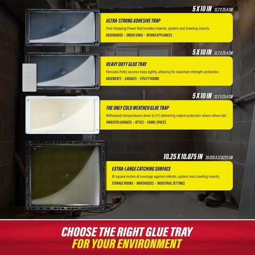 Catchmaster Rat, Snake & Mouse Traps - 10 Pack Large Bulk Adhesive Traps for Home Pest Control