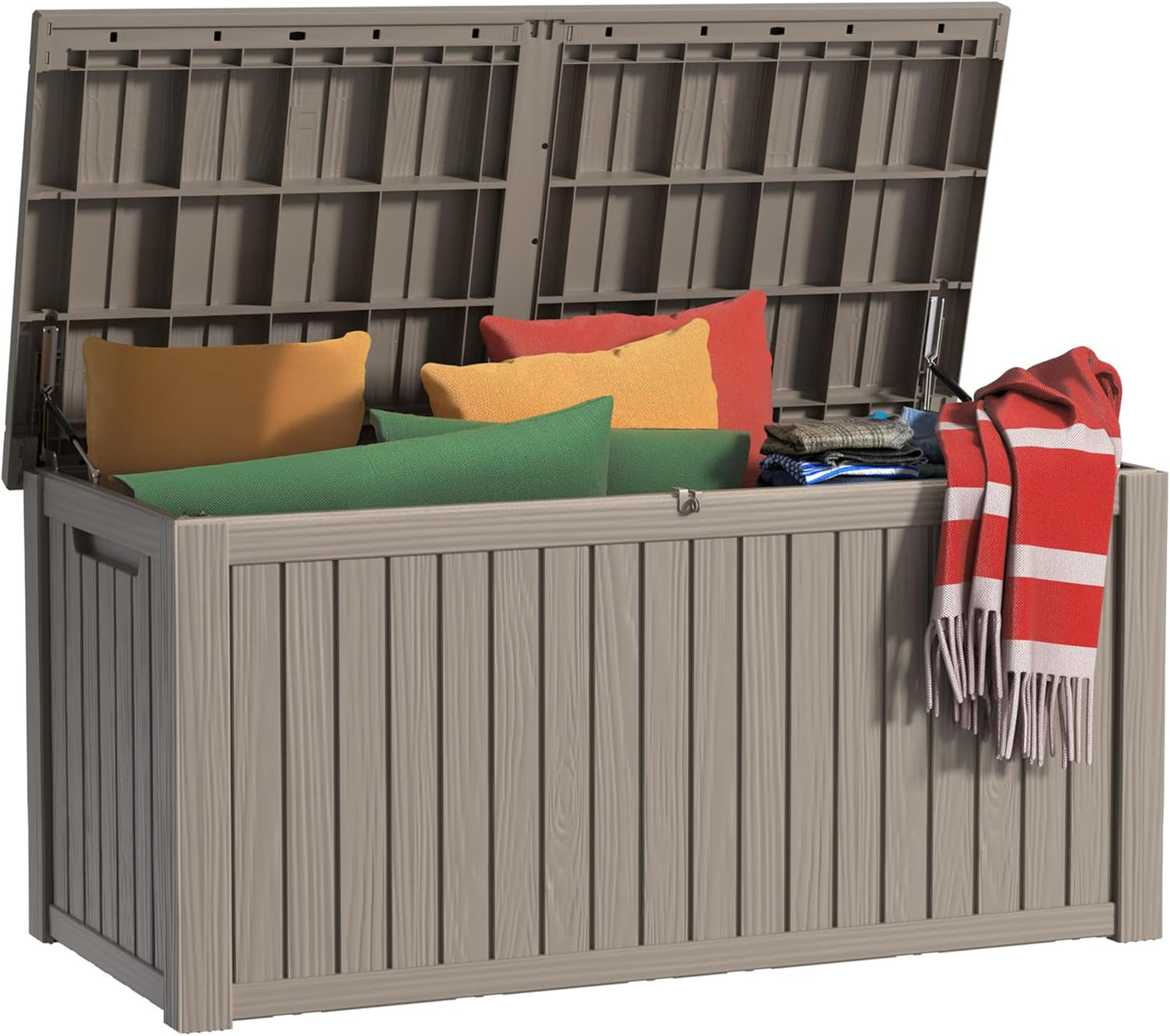 Regine Switzerland 200 Gallon Outdoor Deck Box - Lockable Waterproof Storage for Garden Tools & Cushions | Grey