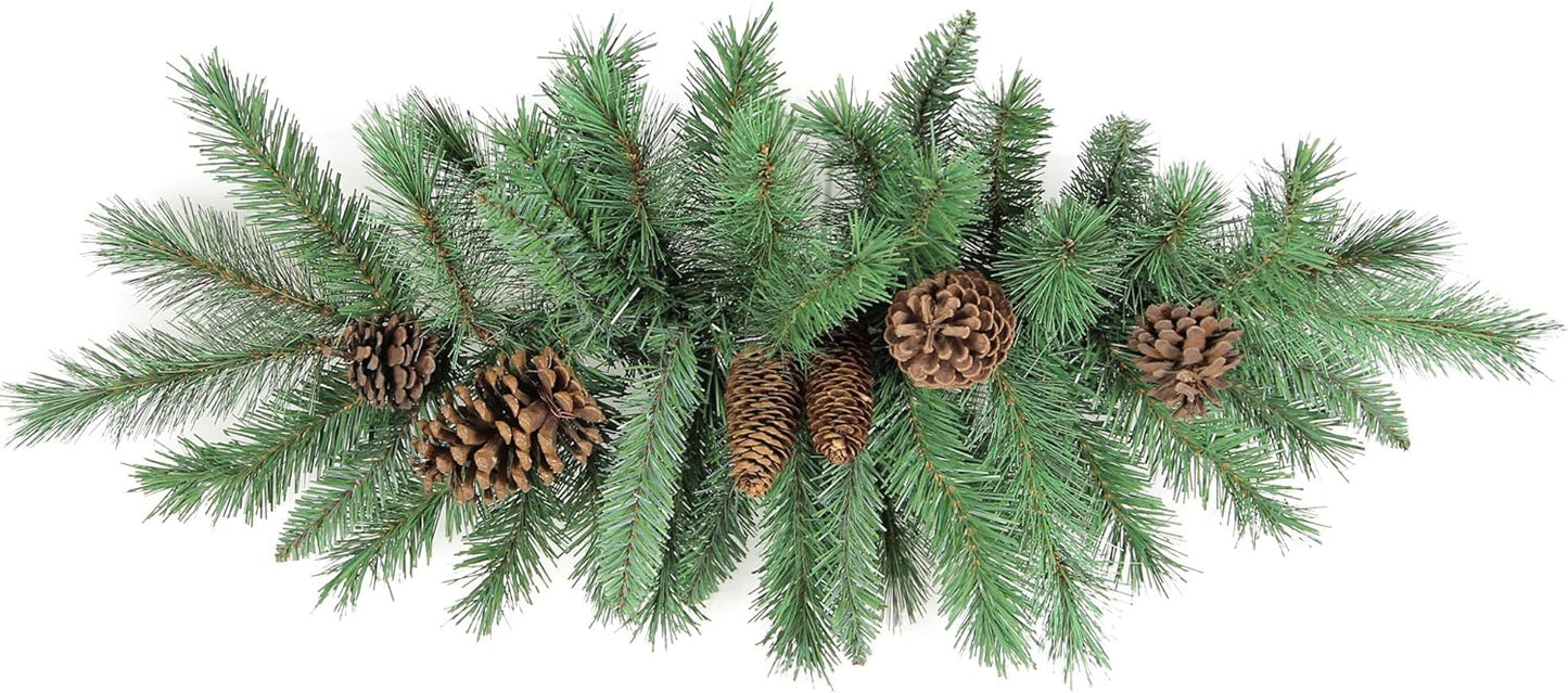 Faux Christmas Swag with Pine Cones - 32" Holiday Door Decor for Indoor/Outdoor Use