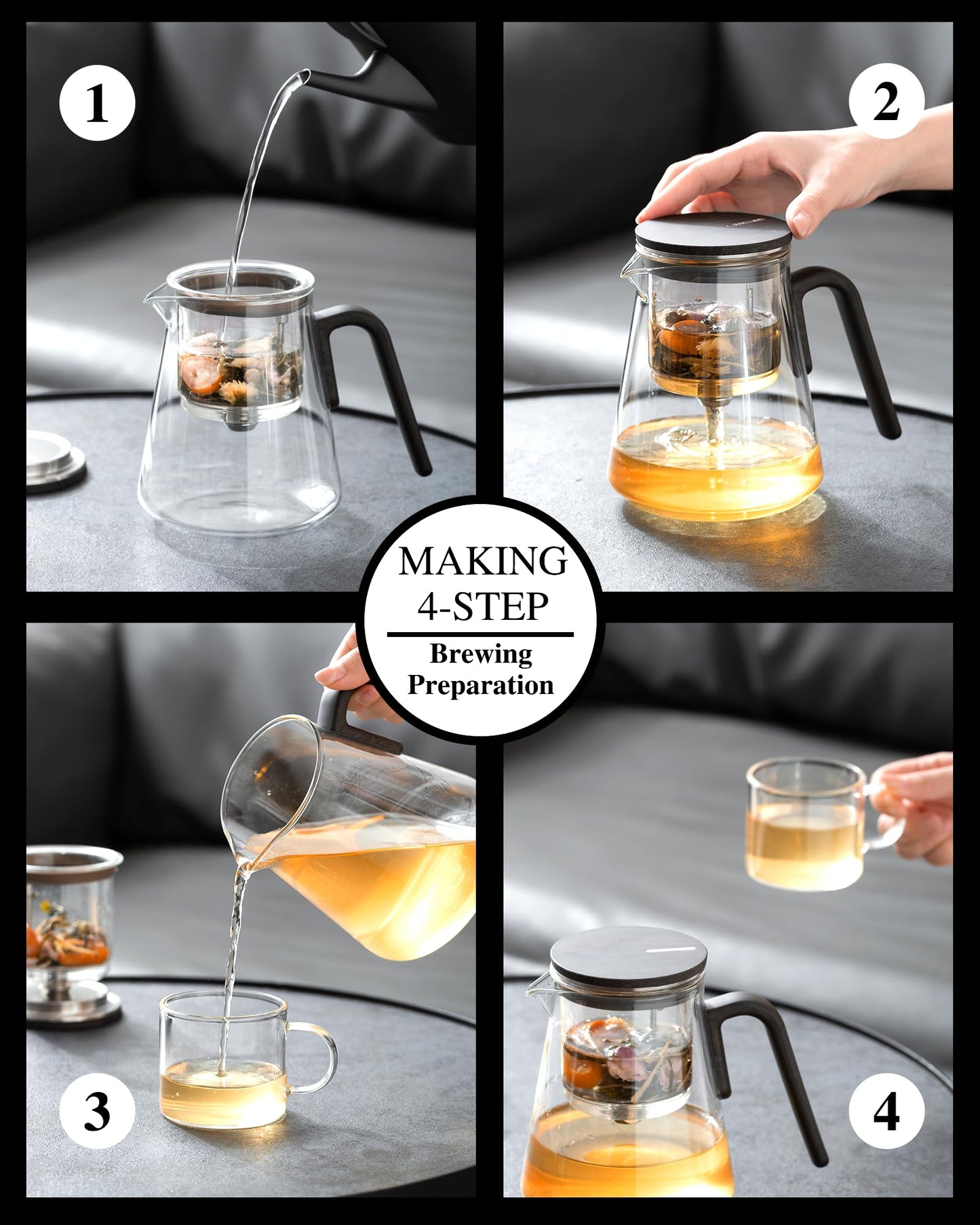 ZENS Enchanted Tea Pot with Magnetic Lid, Magic Glass Teapot with Infuser for Loose Leaf Tea Steeper, Mess-Free Herbal Tea Maker, Tea Diffusers for Tea Lovers Ideal Gifts, 27oz/800ml
