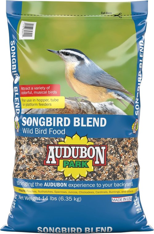 Audubon Park Songbird Blend Wild Bird Food - Premium Outdoor Feeder Mix, 14-Pound Bag