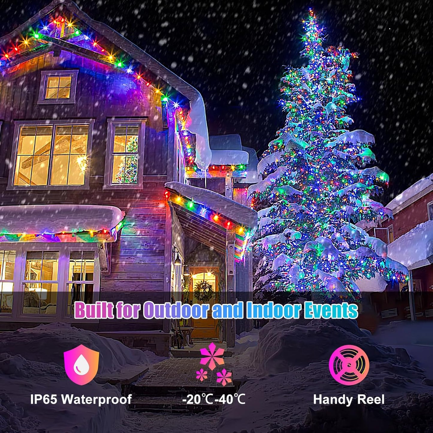 Skiennix RGB Smart IC String Lights - 16FT Indoor Fairy Lights with APP & Remote Control, 50 Multicolor LEDs, USB Powered & IP65 Waterproof, Music Sync for Christmas & Parties