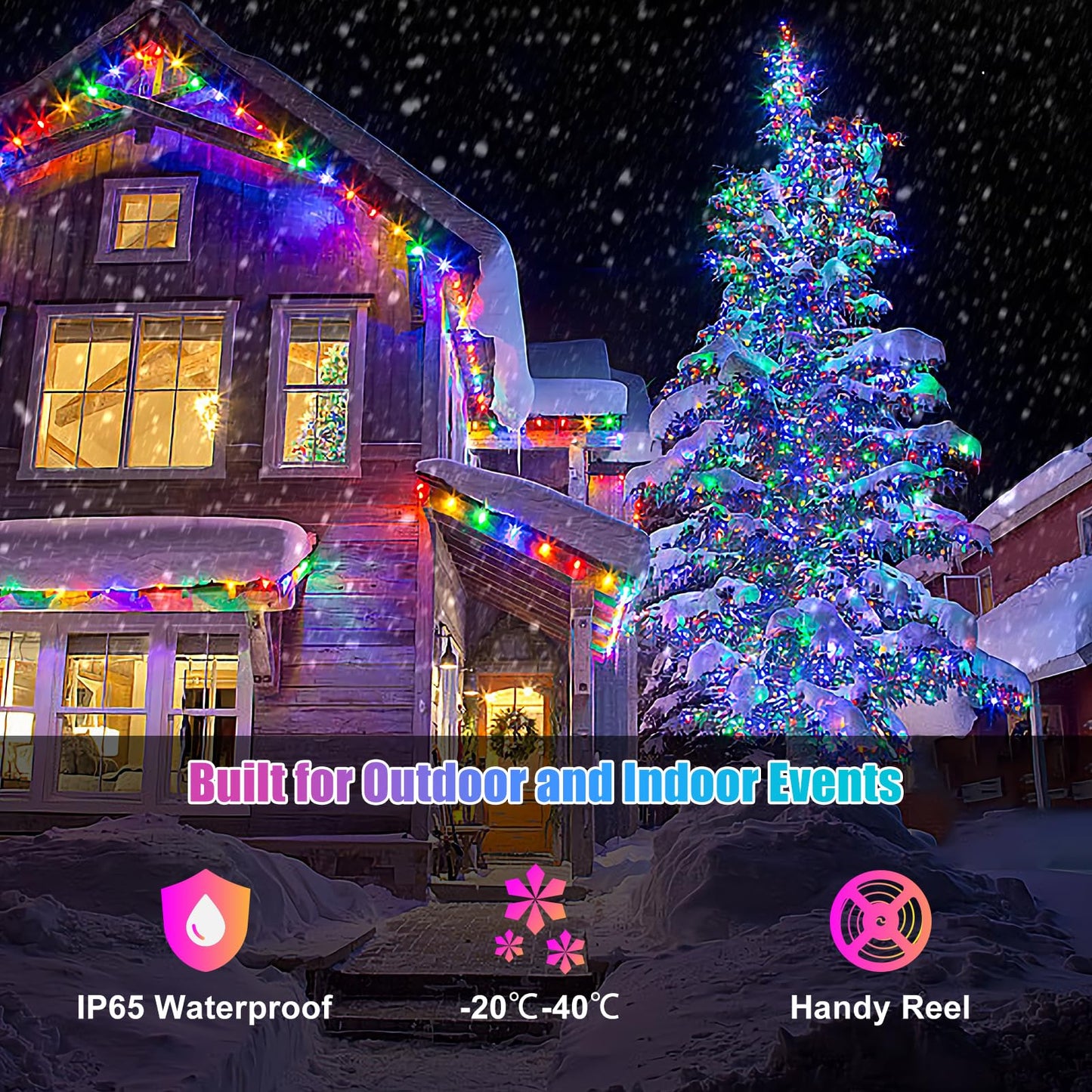 Electight Fairy Lights 66FT/20M, [APP & Remote Control] 200 LEDs RGB Smart IC Multicolor String Lights Indoor, Music/Voice Sync Color Changing, IP65 Waterproof String Lights for Bedroom, Party, DIY
