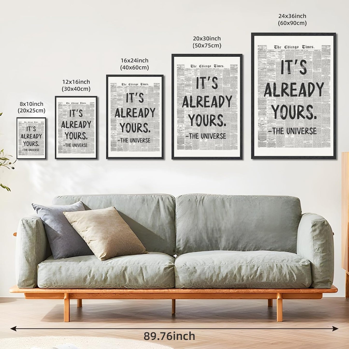Licpach Retro Black and White Newspaper Wall Art - Inspirational Quote Canvas Print | 8x12 Inch Black Frame