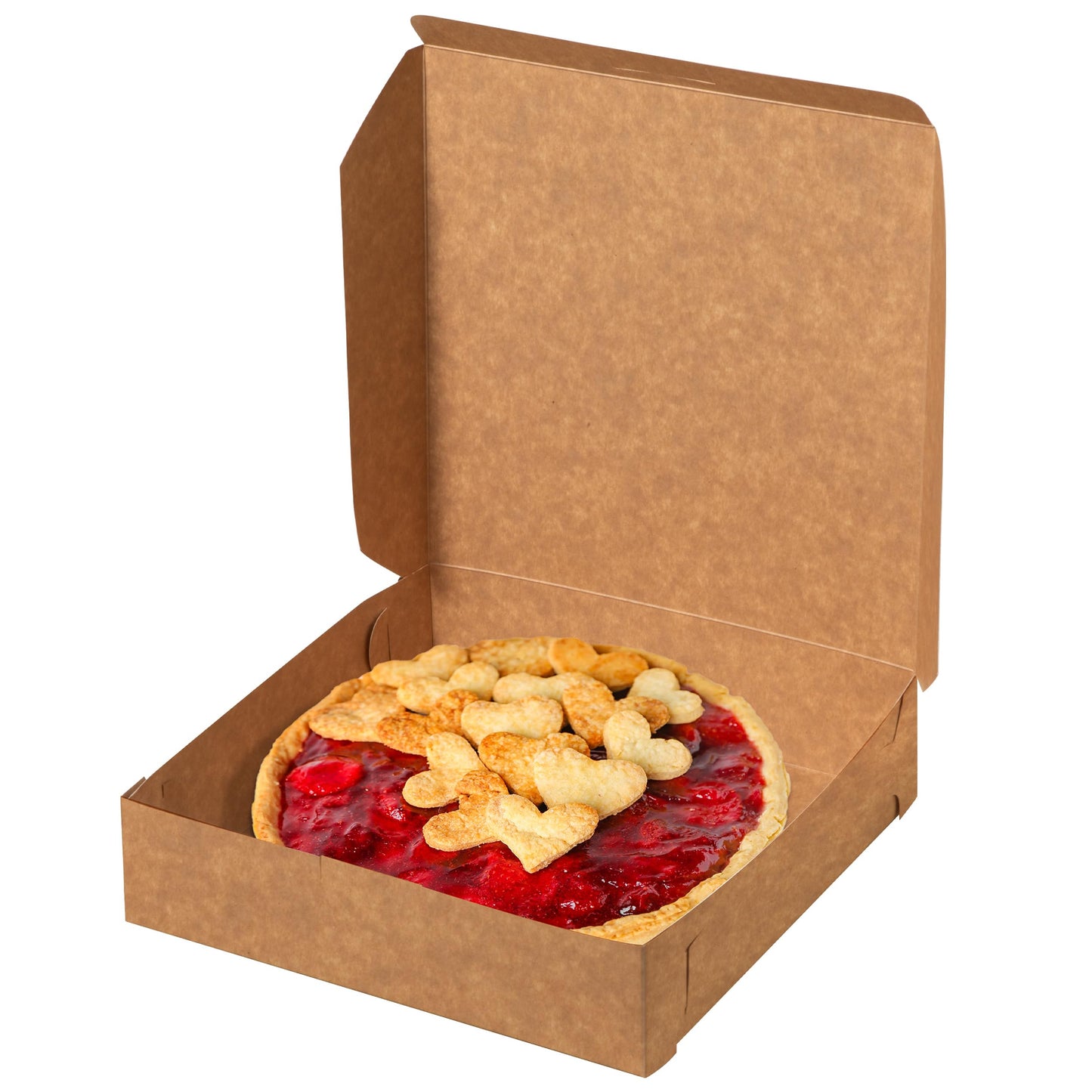 Fit Meal Prep [25 Pack Pie Boxes 10x10x2.5 Kraft Square Bakery Boxes for Cookies, Cheesecake, Chocolate Covered Strawberries, Dessert Brown Paper Cardboard Sweet Boxes for Treats