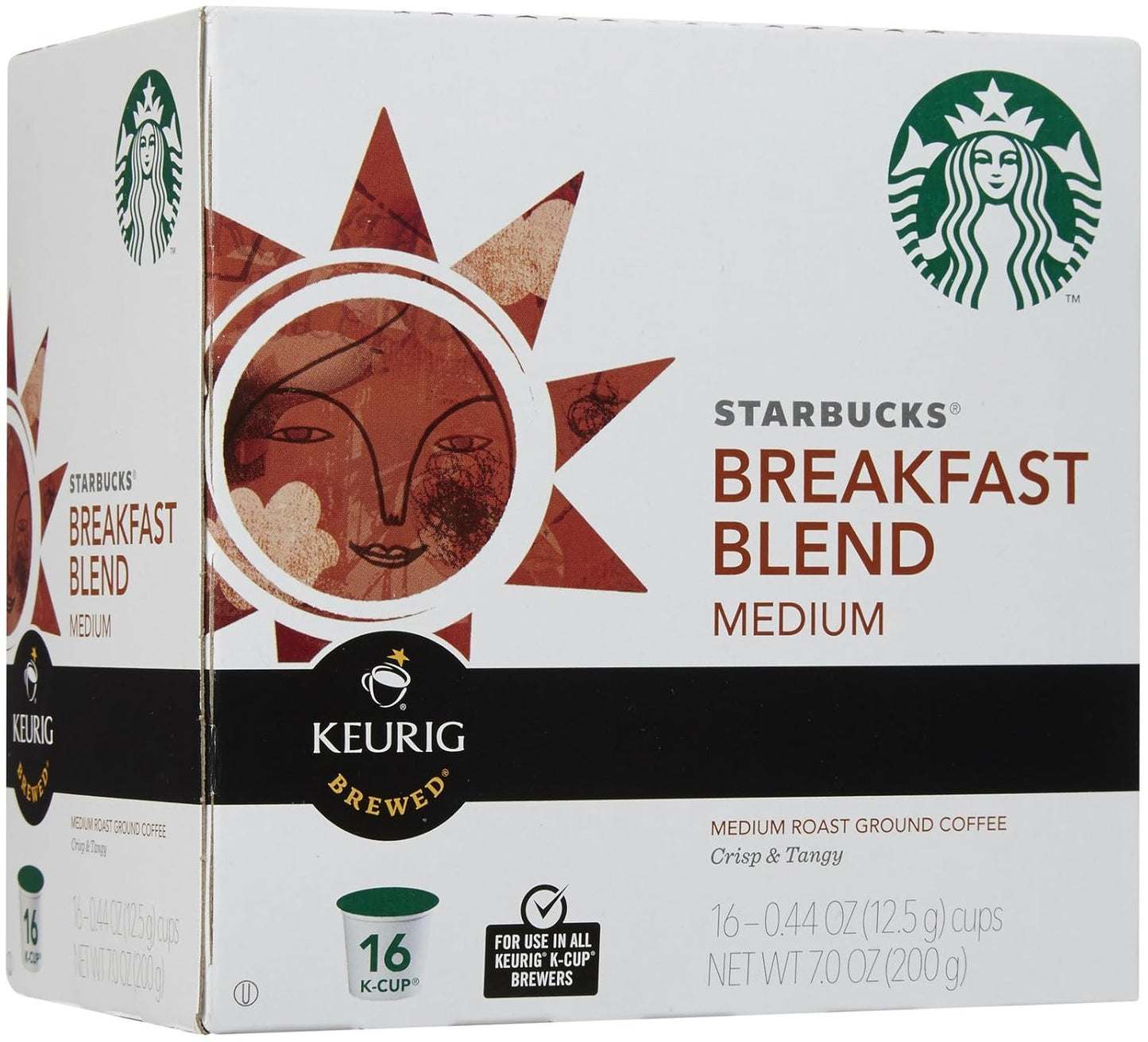 Starbucks Breakfast Blend K-Cup Pods - Smooth & Rich Flavor | 16 Count for Keurig Brewers