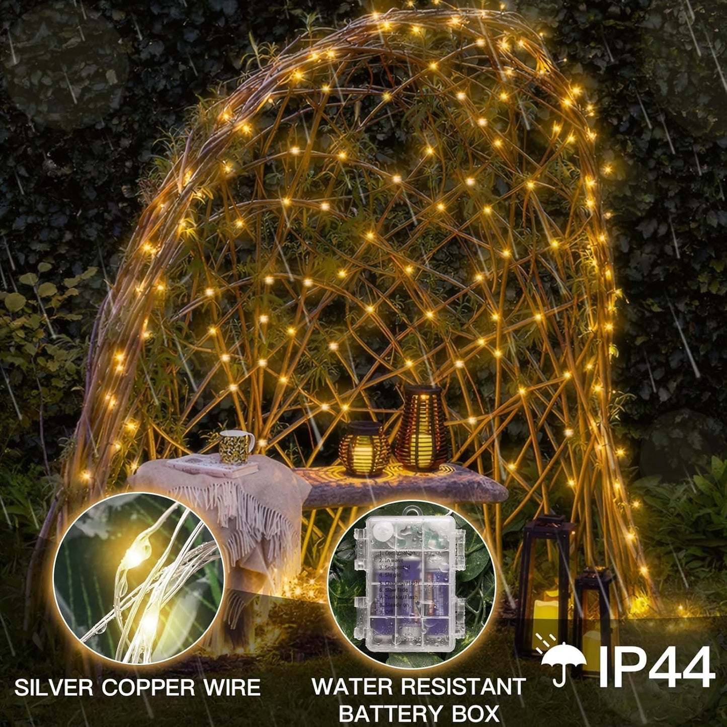 Suddus Fairy Lights - 33ft 100 LED Battery Operated Twinkle Lights with Remote & Timer | Waterproof Copper Wire for Indoor/Outdoor Decor (Warm White)