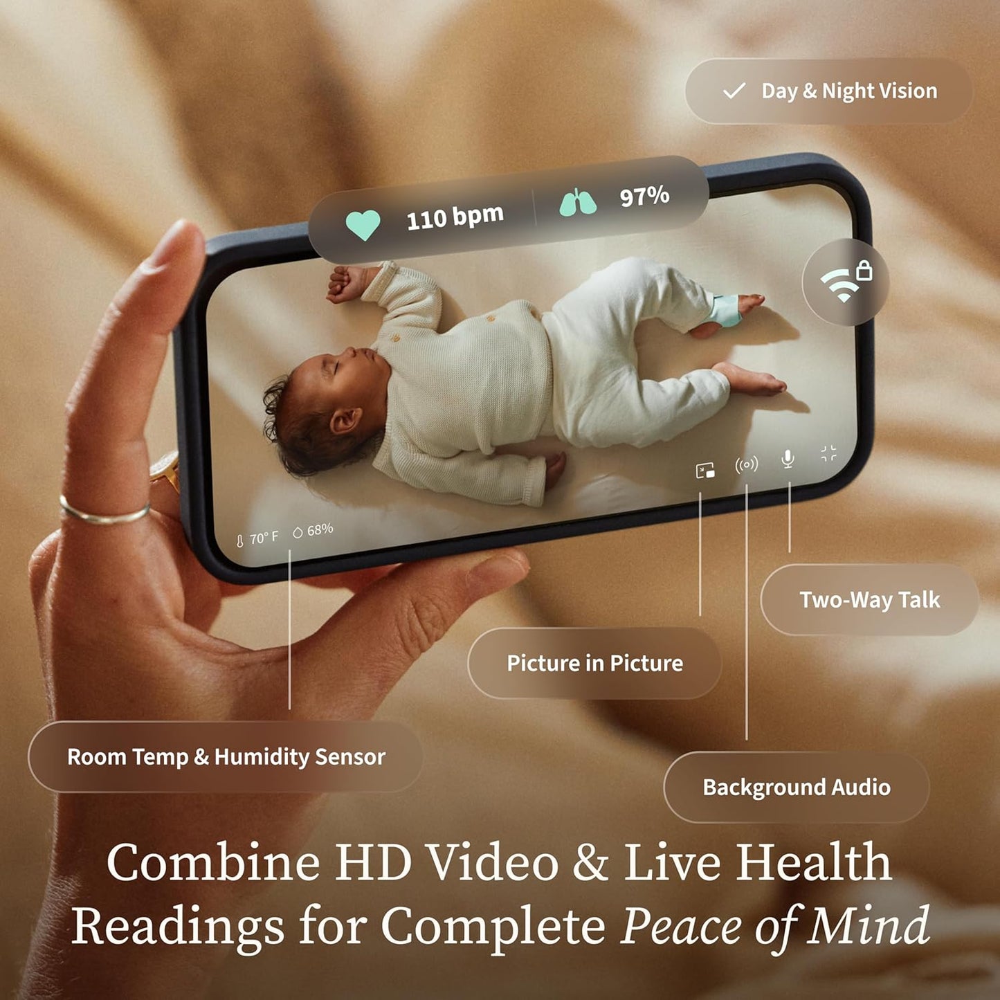 Owlet Dream Duo (Gen 3) Smart Baby Monitor Bundle - 2K HD Video & Dream Sock for Oxygen, Heart Rate, Sleep Tracking | App Health Insights