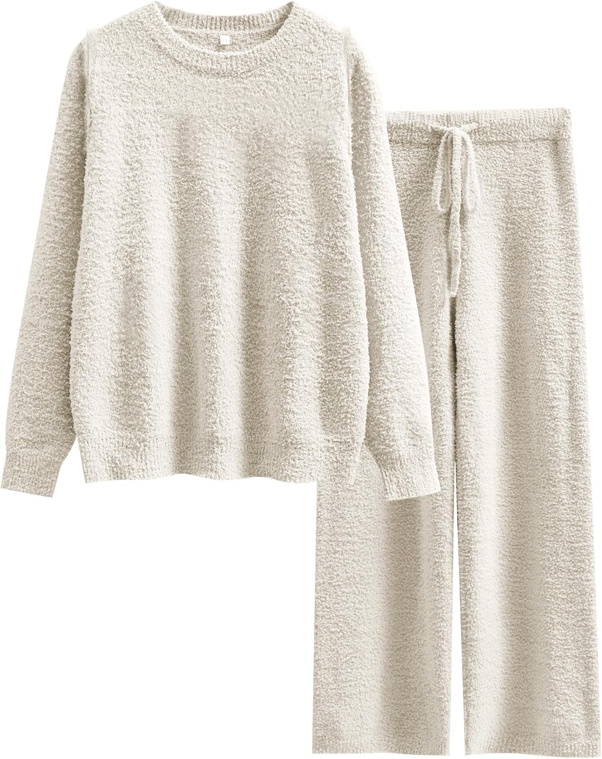 ANRABESS Women's Fuzzy Fleece Pajama Set - Cozy Long Sleeve Top & Wide Leg Pants | Fall/Winter 2025