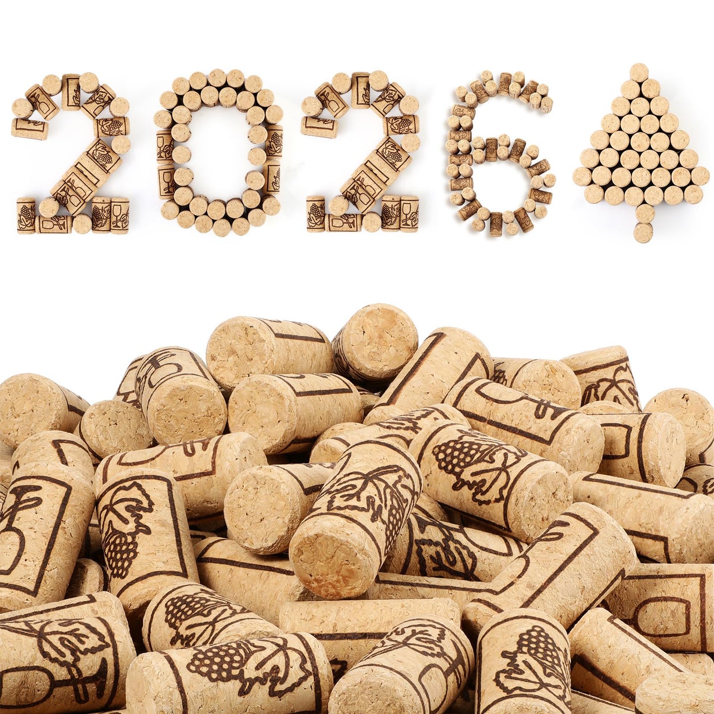 Qunclay 300 Pcs Natural Wood Wine Corks, Cork Stoppers for Wine Bottles, DIY Craft Projects, Homemade Bottling Leak-Resistant Bottle Closures (0.87" X 1.73",Straight)