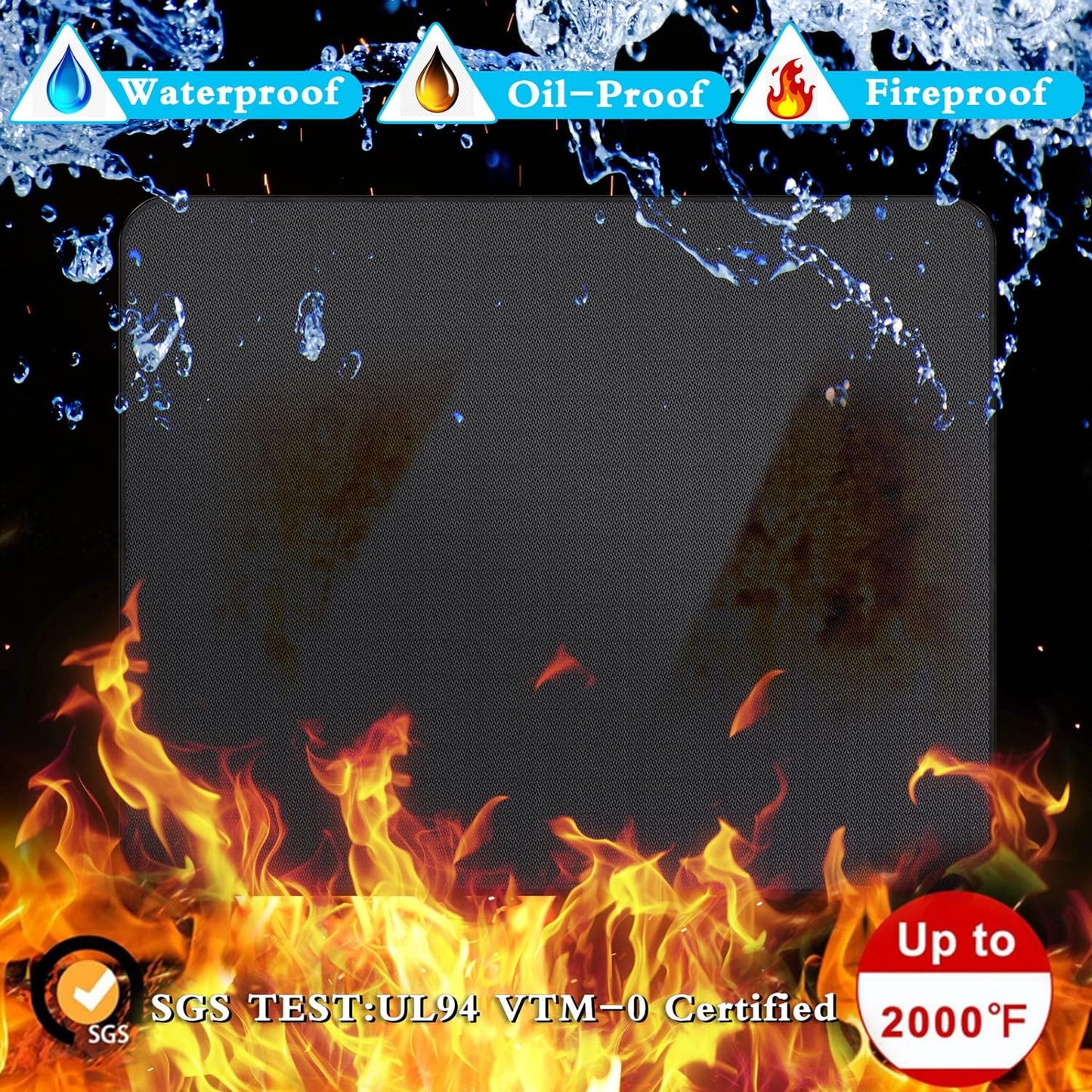 UBeesize Large Under Grill Mat - 65 x 48 Inches Double-Sided Fireproof BBQ Protector for Decks & Patios