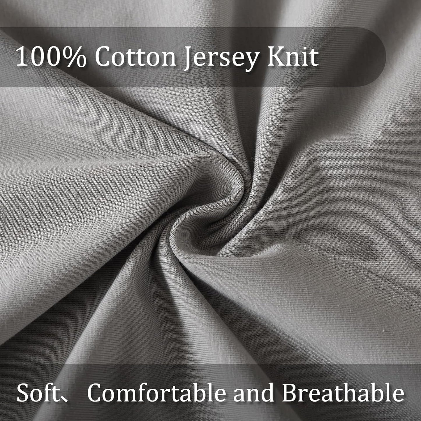 WhatsBedding Standard Jersey Knit Pillowcases - 100% Cotton, Soft & Breathable, Set of 2 | Dark Grey, 20x26 Inches