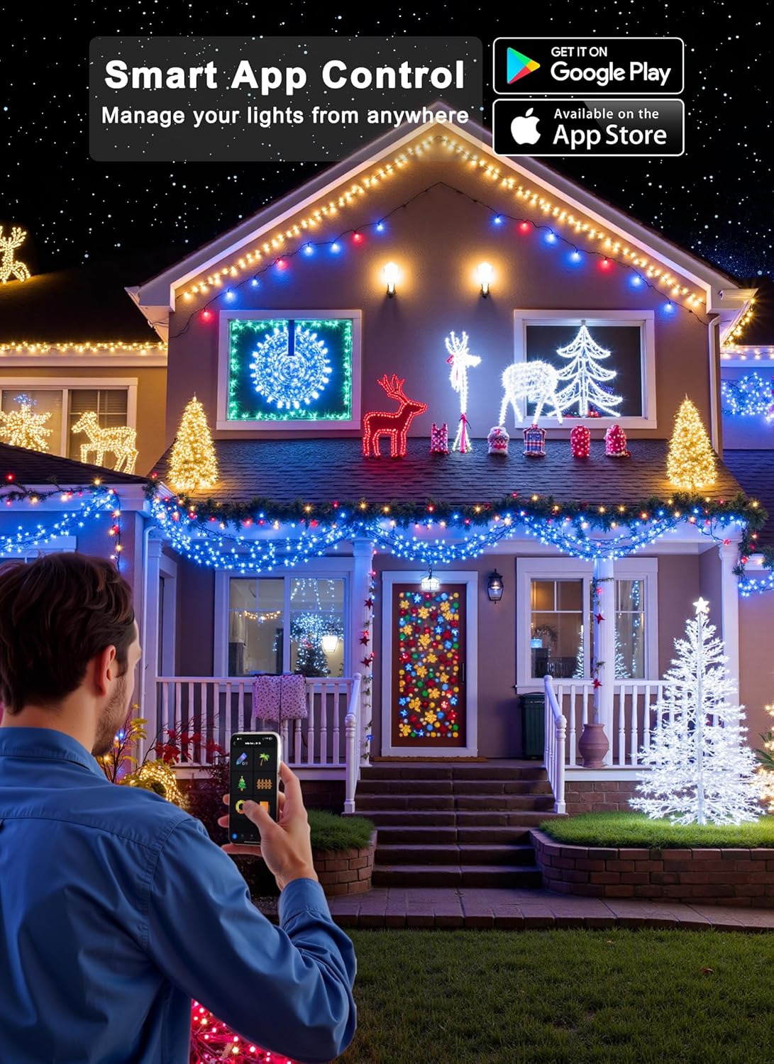 Minetom LED RGB String Lights - 82ft Color Changing Fairy Lights with Remote & App Control for Christmas & Halloween