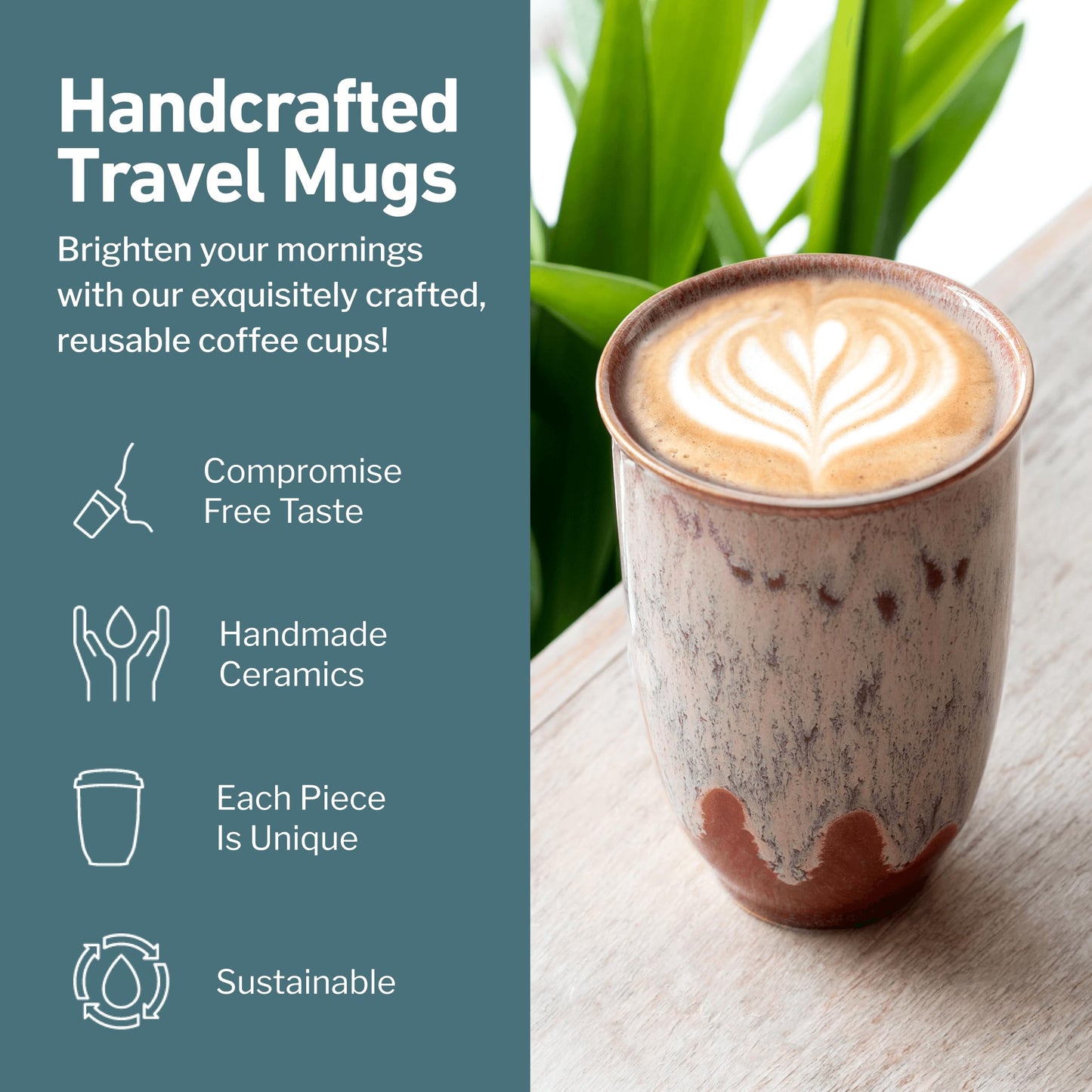 NOVA CERAMICS Travel Mugs - Ceramic Tumbler With Lid – Ceramic Travel Mug To Go Cup – Microwave & Dishwasher Safe Ceramic Coffee Tumbler - Gifts For Women Men Him Her – 12oz – Jupiter