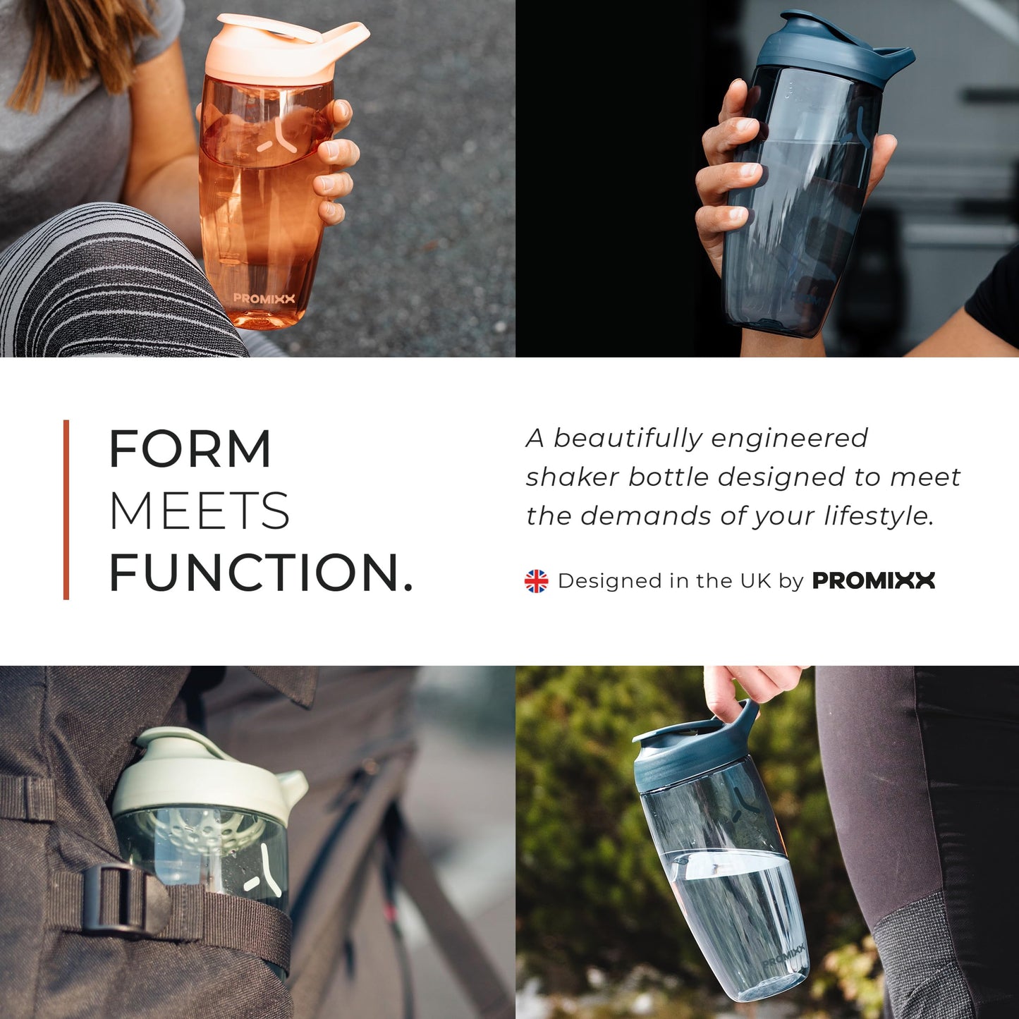Promixx Pursuit Protein Shaker Bottle (24 oz) – Silent No-Ball Mixer, Leak-Proof Lid, BPA/BPS & Phthalate-Free ECOZEN – Easy-Clean Shaker Cup for Protein Shakes, Pre & Post-Workout Smoothies